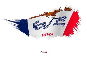 bandiera di Iowa stato nel grunge stile con agitando effetto. vettore