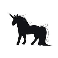 silhouette nero unicorno con lungo coda vettore