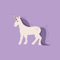 unicorno con luccichio e viola criniera vettore