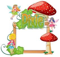 loghi pixie con banner bianco su sfondo bianco vettore