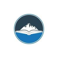 montagna libro vettore logo design. natura e libreria simbolo o icona.