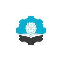 libro cervello Ingranaggio forma concetto logo design. libro e cervello combinazione logo concetto vettore