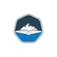 montagna libro vettore logo design. natura e libreria simbolo o icona.