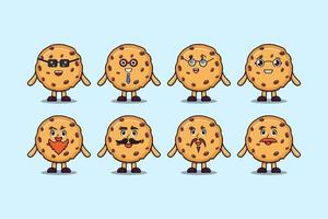 impostato kawaii biscotti cartone animato diverso espressioni vettore
