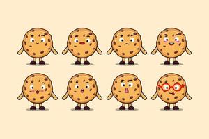 impostato kawaii biscotti cartone animato diverso espressioni vettore