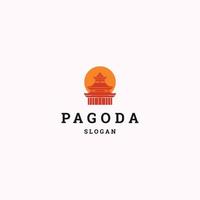 pagoda logo icona design modello vettore illustrazione