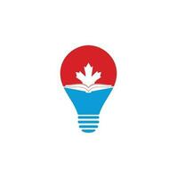 canadese formazione scolastica lampadina forma concetto logo design. studia Canada logo design. libro logo design. acero libro vettore