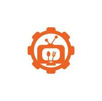 cibo canale Ingranaggio forma logo modello design vettore. cucinare canale tv logo design modello ispirazione vettore