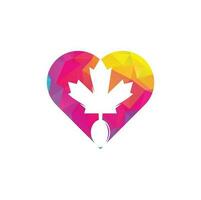 canadese cibo cuore forma concetto logo concetto design. canadese cibo ristorante logo concetto. acero foglia e forchetta icona vettore