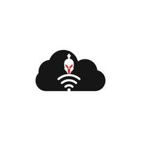 spartano Wi-Fi nube forma concetto logo. spartano e Wi-Fi logo combinazione. casco e segnale simbolo o icona vettore