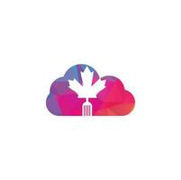 canadese cibo nube forma concetto logo concetto design. canadese cibo ristorante logo concetto. acero foglia e forchetta icona vettore
