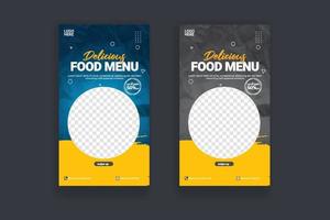 cibo sociale media storia inviare modello per cibo promozione semplice bandiera telaio vettore