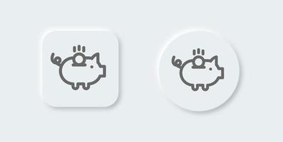 risparmi linea icona nel neomorfo design stile. maiale moneta segni vettore illustrazione.