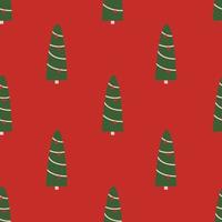 senza soluzione di continuità modello con stilizzato Natale albero. vacanza inverno piazza modello. rosso sfondo. carino illustrazione. inverno sfondo