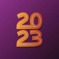 contento nuovo anno 2023 3d fluido lettering moderno sfondo per striscione, manifesto cartolina, saluto carte, inviti, volantino, etichetta, calendario, disposizione, diario vettore