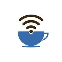 caffè tazza con Wi-Fi vettore icona logo. creativo logo design modello per bar o ristorante.