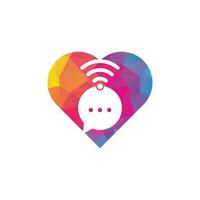 Chiacchierare Wi-Fi cuore forma concetto logo design vettore cartello. Chiacchierare Wi-Fi logo design icona