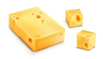 formaggio fette 3d realistico vettore illustrazione