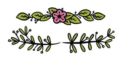 fiore divisori per inviti e proiettile giornali decorazione. rustico floreale divisori. scarabocchio vettore illustrazione