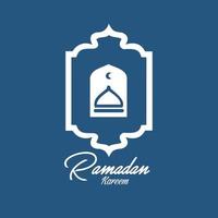 biglietto di auguri ramadan kareem con luna, lanterna, illustrazione poster. illustrazione vettoriale. sfondo musulmano. semplice ed elegante vettore
