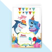 contento compleanno inviti carta squalo vettore