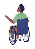 uomo nel sedia a rotelle semi piatto colore vettore carattere. paziente con disabilità. modificabile figura. pieno corpo persona su bianca. semplice cartone animato stile illustrazione per ragnatela grafico design e animazione