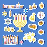 contento hanukkah adesivi vettore illustrazione isolato su blu sfondo