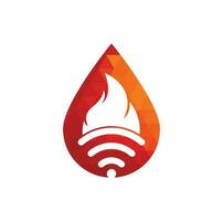 fuoco Wi-Fi far cadere logo design. fiamma e segnale simbolo o icona. vettore