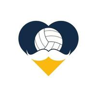 forte pallavolo vettore logo design. baffi e volley palla cuore icona design