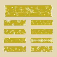 giallo nastri washi nastro etichetta impostato Natale a tema nuovo anno clipart vettore