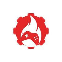 gioco fuoco Ingranaggio forma concetto logo icona disegni vettore. gioco tampone con un' fuoco per gioco logo vettore