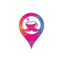 baffi caffè carta geografica perno forma logo design modello. creativo caffè negozio logo ispirazione. vettore