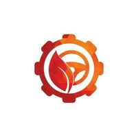 eco timone ruota Ingranaggio forma vettore logo design. timone ruota e eco simbolo o icona