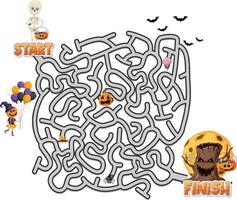 labirinto gioco modello nel Halloween tema per bambini vettore