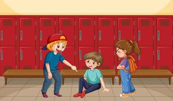 scuola bullismo con alunno cartone animato personaggi vettore