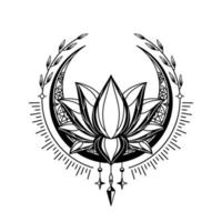 monocromatico floreale loto logo design per tatuaggio aziendale o azienda vettore