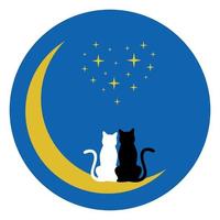 Due gatti su il Luna vettore