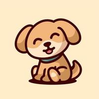 carino cane portafortuna cartone animato logo disegno, piatto design stile vettore