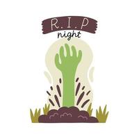 il morto dell'uomo verde zombie mano scoppia a partire dal il terra. lettering strappare alto stagione vacanza. Halloween bambini grafico. cartone animato piatto vettore clipart