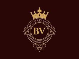 lettera bv antico reale lusso vittoriano logo con ornamentale telaio. vettore