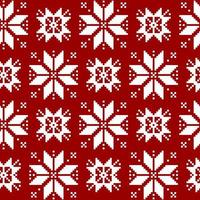 Natale modello nel classico rosso e bianca toni. inverno illustrazione con i fiocchi di neve e geometrico ornamenti. vettore