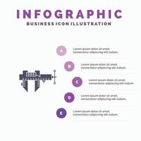 pinze misurare micrometro riparazione scala solido icona infografica 5 passaggi presentazione sfondo vettore