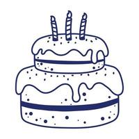 contento compleanno torta con candele dolce Pasticcino celebrazione linea stile vettore