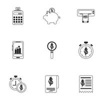 i soldi attività commerciale finanziario commercio commercio icone impostato linea stile icona vettore
