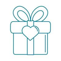 contento amicizia giorno celebrazione regalo scatola cuore sorpresa amore linea stile icona vettore