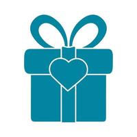 contento amicizia giorno celebrazione regalo scatola cuore sorpresa amore silhouette stile icona vettore