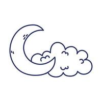 metà Luna e nube decorazione isolato icona linea stile vettore