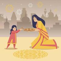 illustrazione di celebrazione di diwali vettore