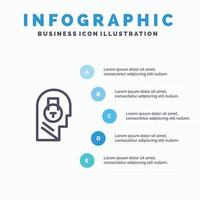 serratura sicuro Messaggio dati utente linea icona con 5 passaggi presentazione infografica sfondo vettore