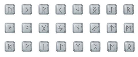 vichingo rune su grigio pietra pezzi. gioco o ui grafico design elementi. vettore